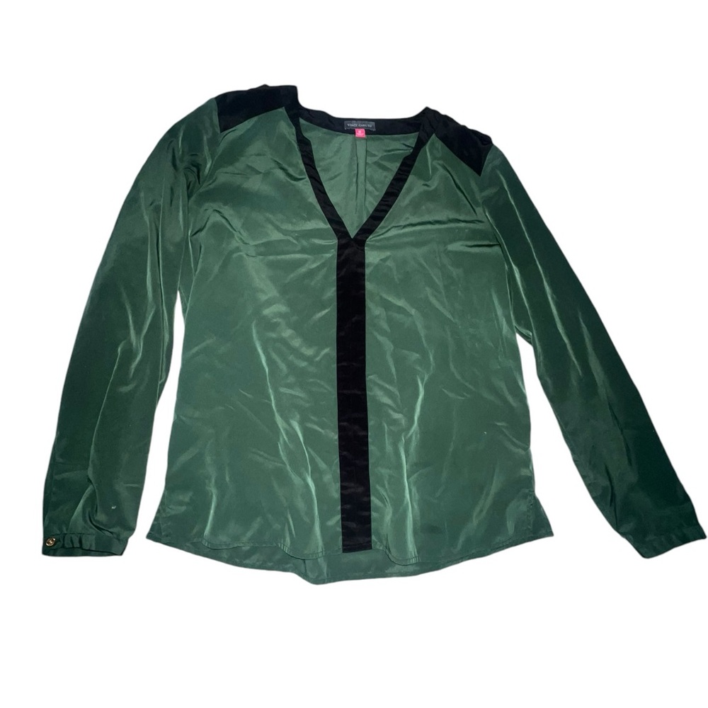 Vince Camuto Green Blouse with Black Trim